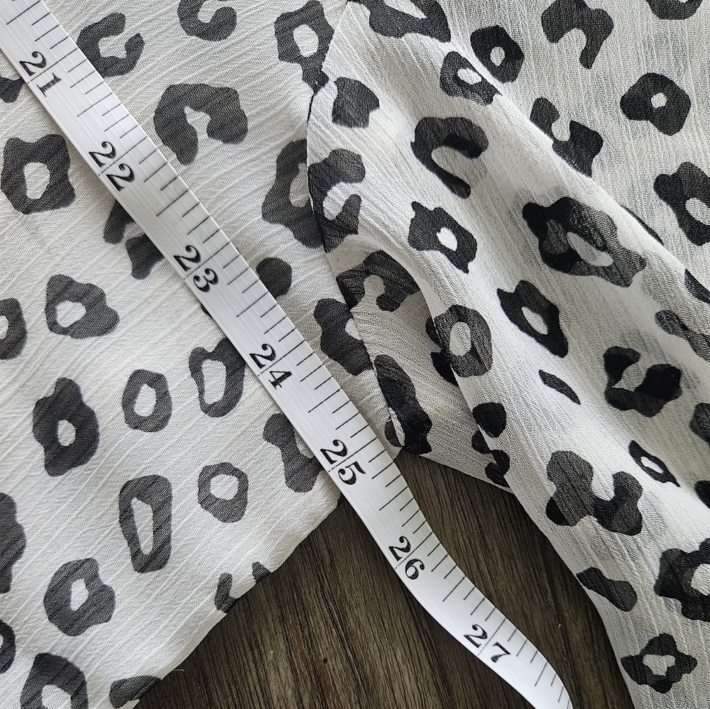LOFT Black and White Ruffled Bib Collar Blouse, Fully Lined - Picture 6 of 6